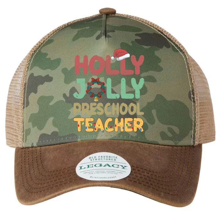 Holly Xmas Jolly Preschool Teacher Santa Hat Xmas Tree Light Cool Gift Legacy Tie Dye Trucker Hat