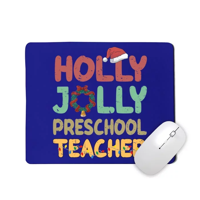 Holly Xmas Jolly Preschool Teacher Santa Hat Xmas Tree Light Cool Gift Mousepad