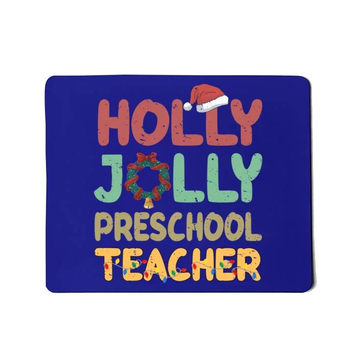 Holly Xmas Jolly Preschool Teacher Santa Hat Xmas Tree Light Cool Gift Mousepad