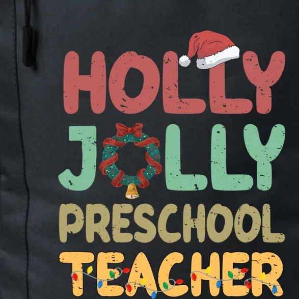 Holly Xmas Jolly Preschool Teacher Santa Hat Xmas Tree Light Cool Gift Daily Commute Backpack