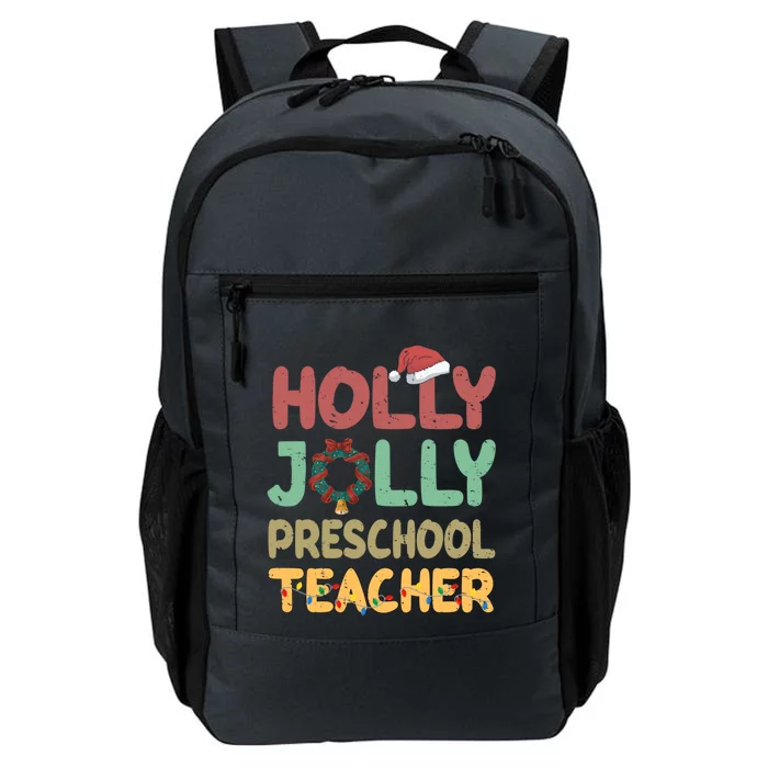 Holly Xmas Jolly Preschool Teacher Santa Hat Xmas Tree Light Cool Gift Daily Commute Backpack