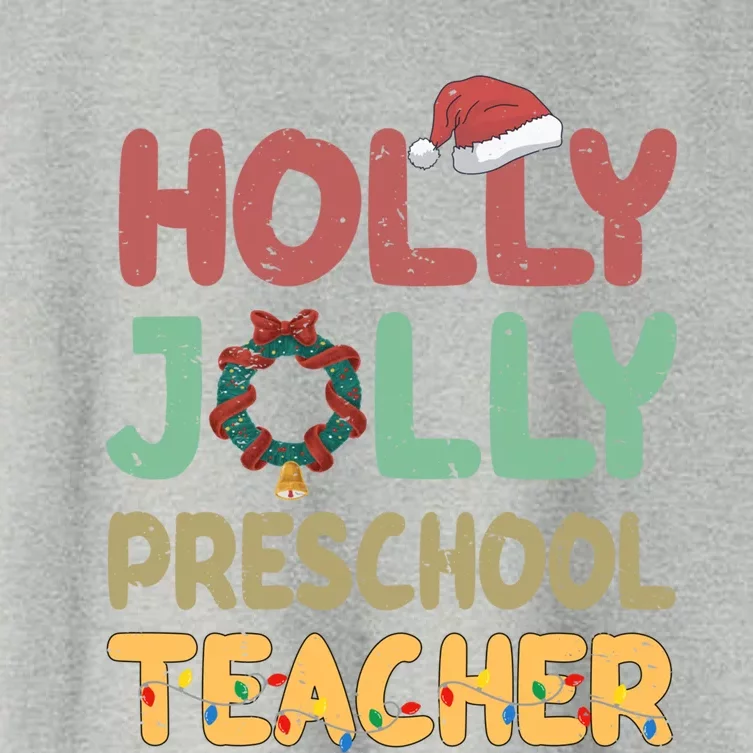 Holly Xmas Jolly Preschool Teacher Santa Hat Xmas Tree Light Cool Gift Women's Crop Top Tee