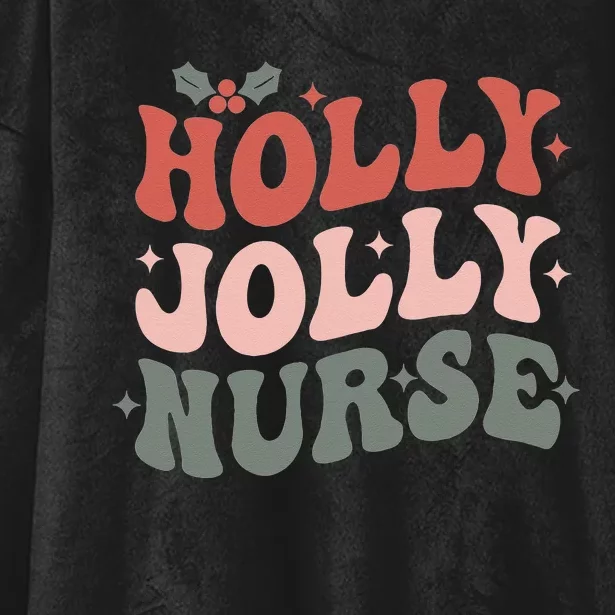 Holly Xmas Jolly Nurse Christmas Hooded Wearable Blanket