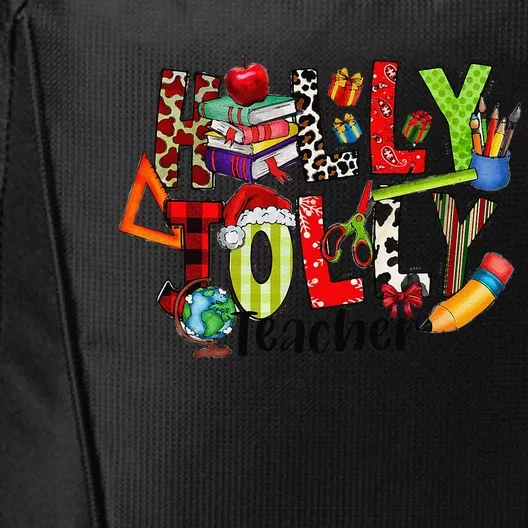 Holly Xmas Jolly Teacher Elements Christmas Teaching Pajama City Backpack