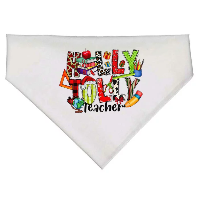 Holly Xmas Jolly Teacher Elements Christmas Teaching Pajama USA-Made Doggie Bandana