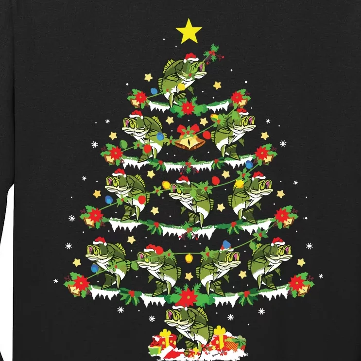 Holiday Xmas Lighting Santa Bass Fish Christmas Tree Tall Long Sleeve T-Shirt