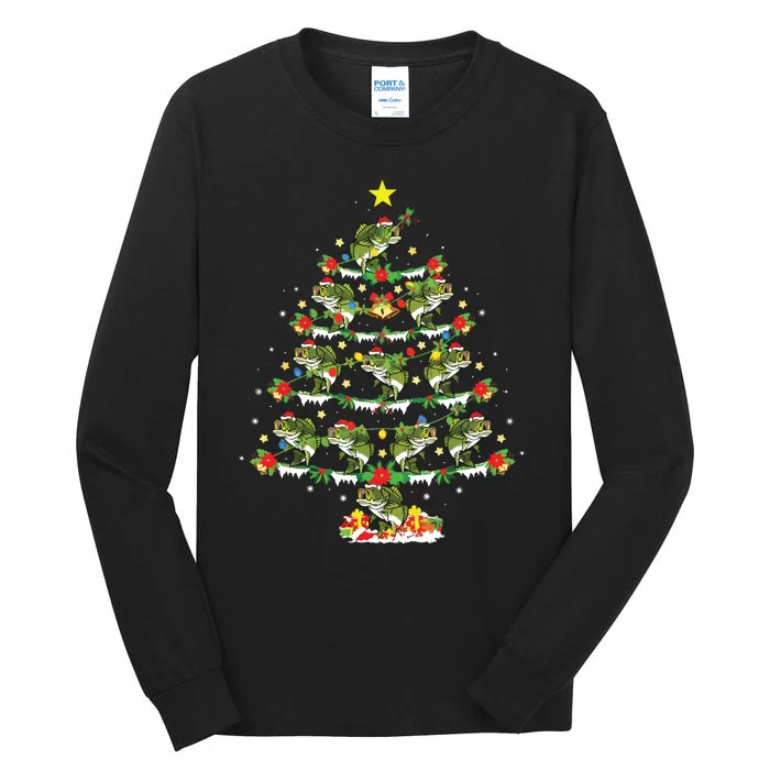 Holiday Xmas Lighting Santa Bass Fish Christmas Tree Tall Long Sleeve T-Shirt