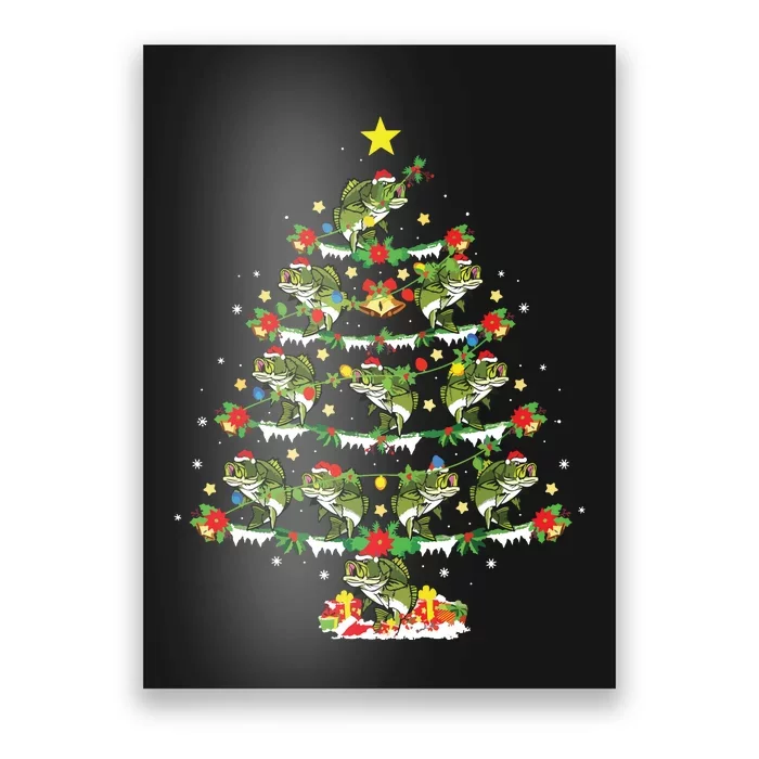 Holiday Xmas Lighting Santa Bass Fish Christmas Tree Poster