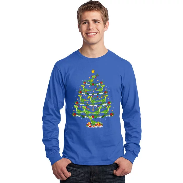 Holiday Xmas Lighting Santa Velociraptors Christmas Tree Gift Tall Long Sleeve T-Shirt