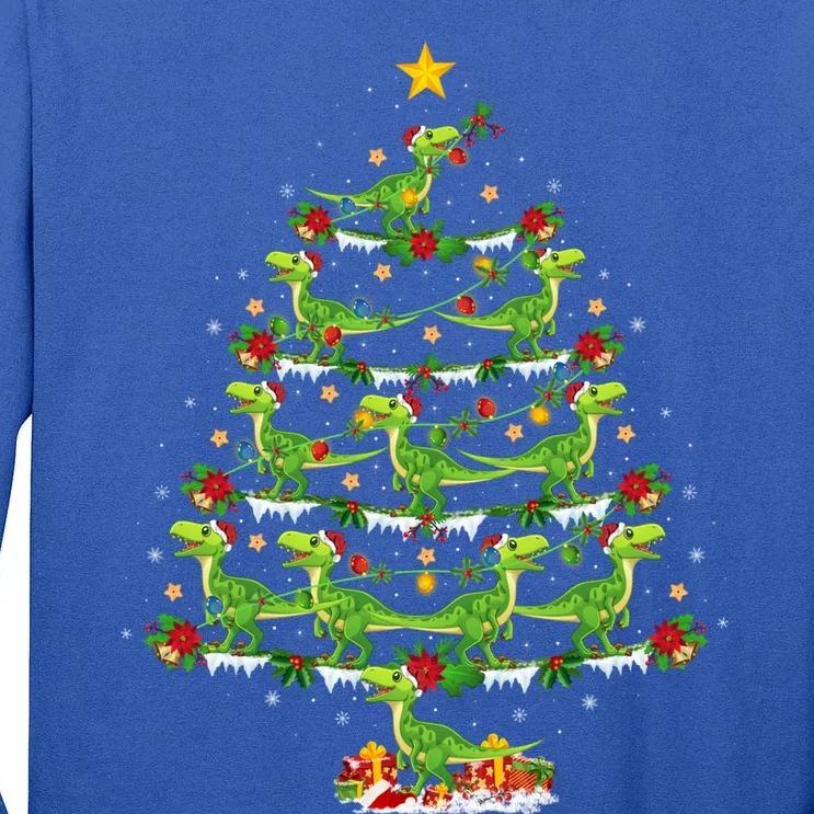 Holiday Xmas Lighting Santa Velociraptors Christmas Tree Gift Tall Long Sleeve T-Shirt