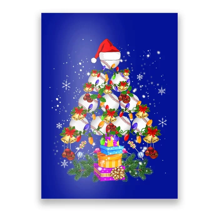 Holiday Xmas Lighting Santa Baseball Christmas Tree Pajamas Gift Poster