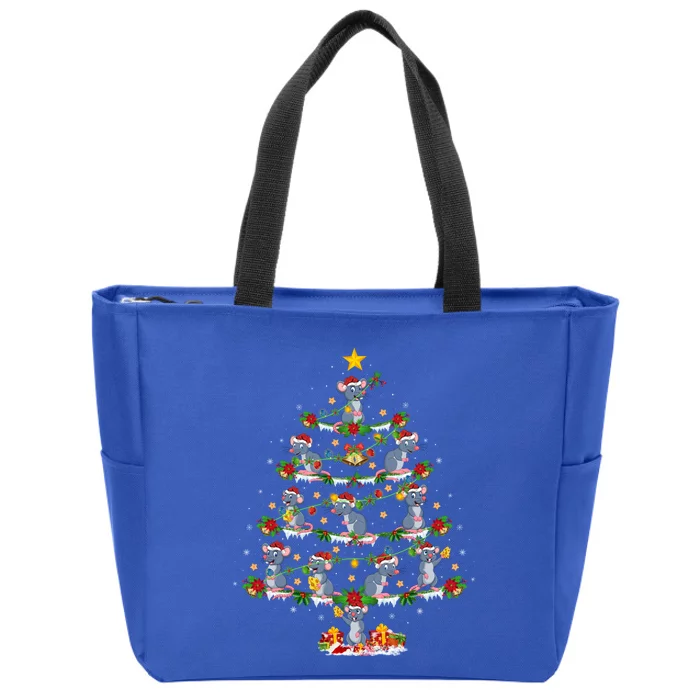 Holiday Xmas Lighting Santa Mouse Christmas Tree Gift Zip Tote Bag