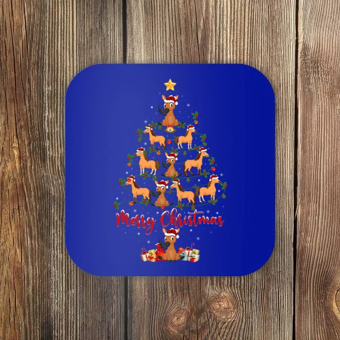 Horse Xmas Lighting Santa Horse Christmas Tree Gift Coaster