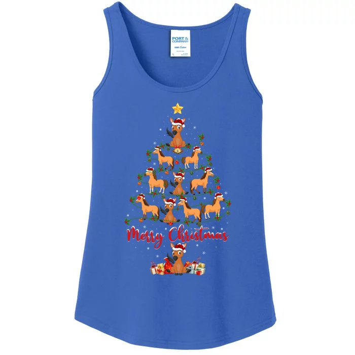 Horse Xmas Lighting Santa Horse Christmas Tree Gift Ladies Essential Tank