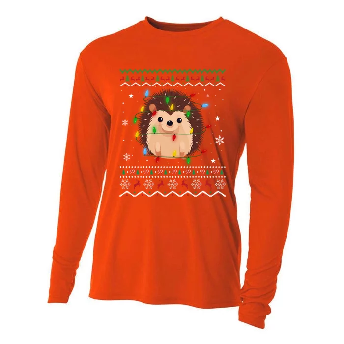 Hedgehog Xmas Lighting Ugly Style Hedgehog Christmas Gift Cooling Performance Long Sleeve Crew