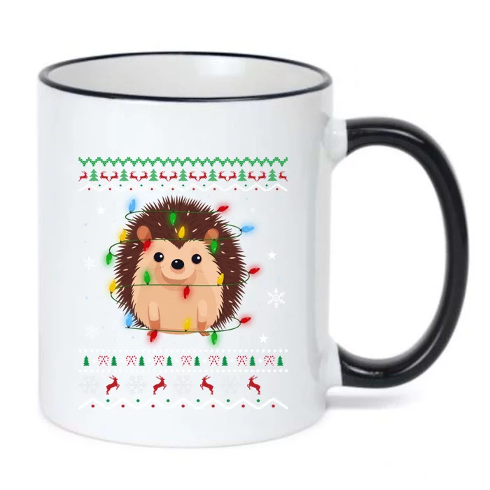 Hedgehog Xmas Lighting Ugly Style Hedgehog Christmas Gift Black Color Changing Mug