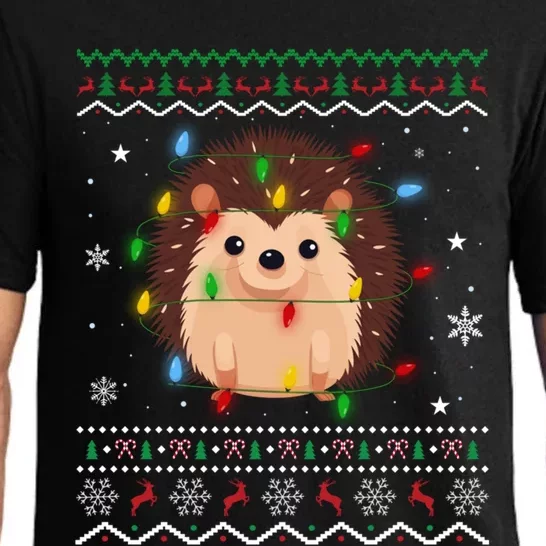 Hedgehog Xmas Lighting Ugly Style Hedgehog Christmas Gift Pajama Set