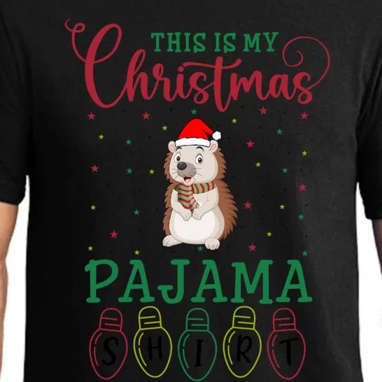 Hedgehog Xmas Light Funny This Is My Christmas Pajama Gift Pajama Set