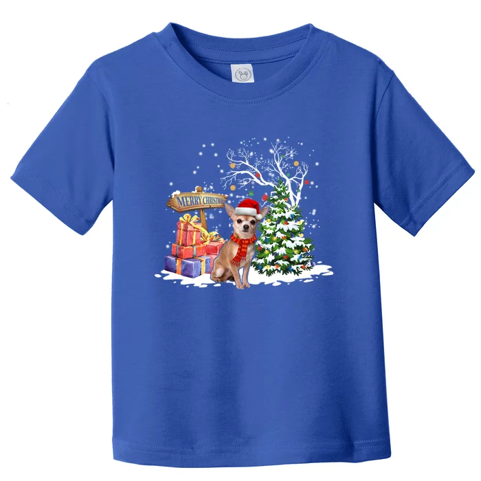 Holiday Xmas Light Santa Chihuahua Dog Christmas Tree Great Gift Toddler T-Shirt