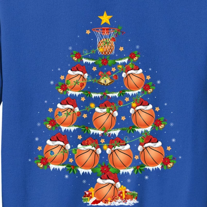 Holiday Xmas Lighting Santa Basketball Christmas Tree Meaningful Gift Tall Sweatshirt