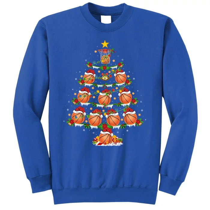 Holiday Xmas Lighting Santa Basketball Christmas Tree Meaningful Gift Tall Sweatshirt