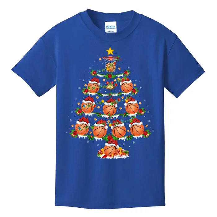 Holiday Xmas Lighting Santa Basketball Christmas Tree Meaningful Gift Kids T-Shirt