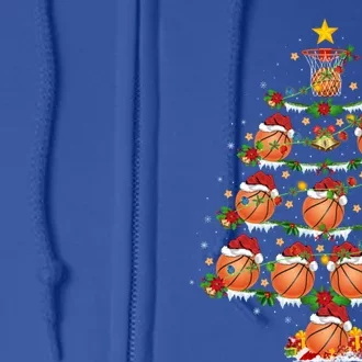 Holiday Xmas Lighting Santa Basketball Christmas Tree Meaningful Gift Full Zip Hoodie