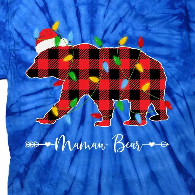 Holiday Xmas Lights Ugly Sweater Santa Hat Mamaw Bear Great Gift Tie-Dye T-Shirt