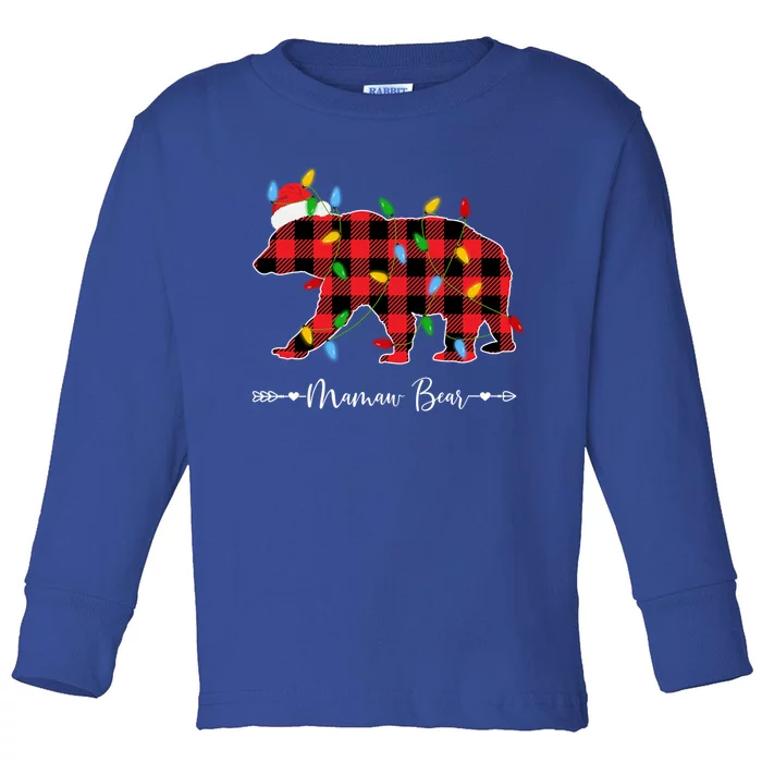 Holiday Xmas Lights Ugly Sweater Santa Hat Mamaw Bear Great Gift Toddler Long Sleeve Shirt