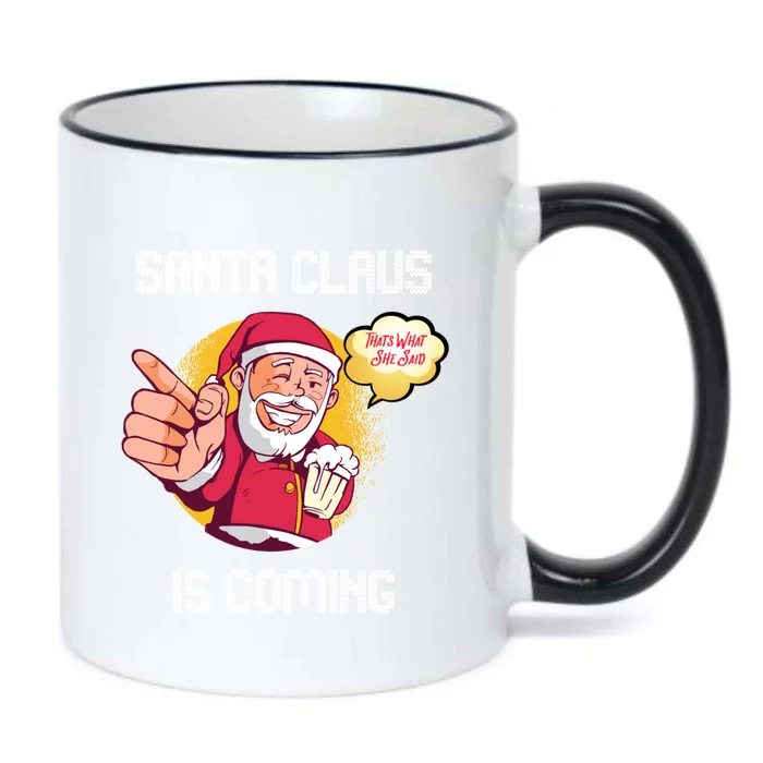 Hilarious Xmas Santa Claus Is Coming Ugly Christmas Gift Black Color Changing Mug