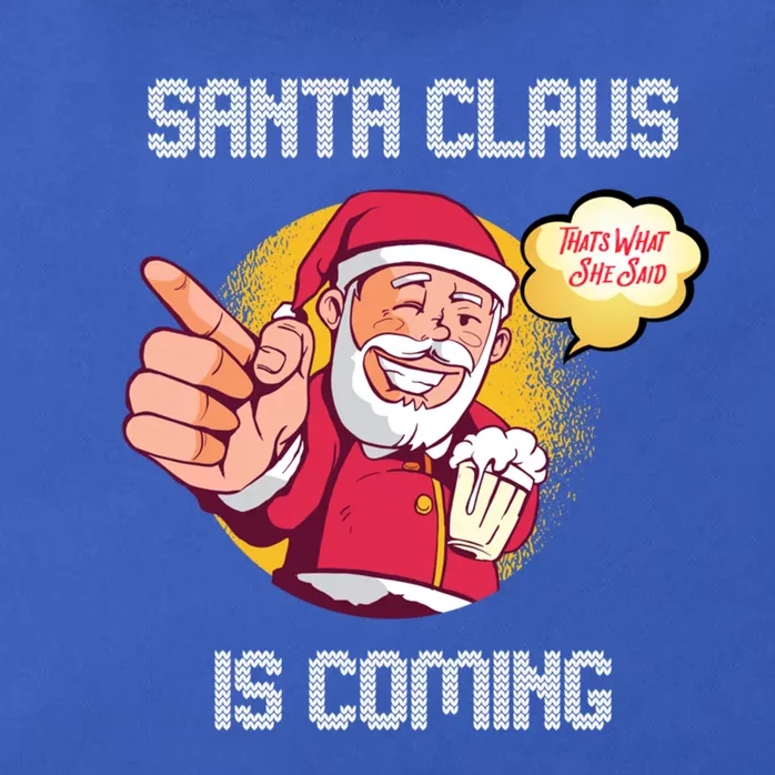 Hilarious Xmas Santa Claus Is Coming Ugly Christmas Gift Zip Tote Bag