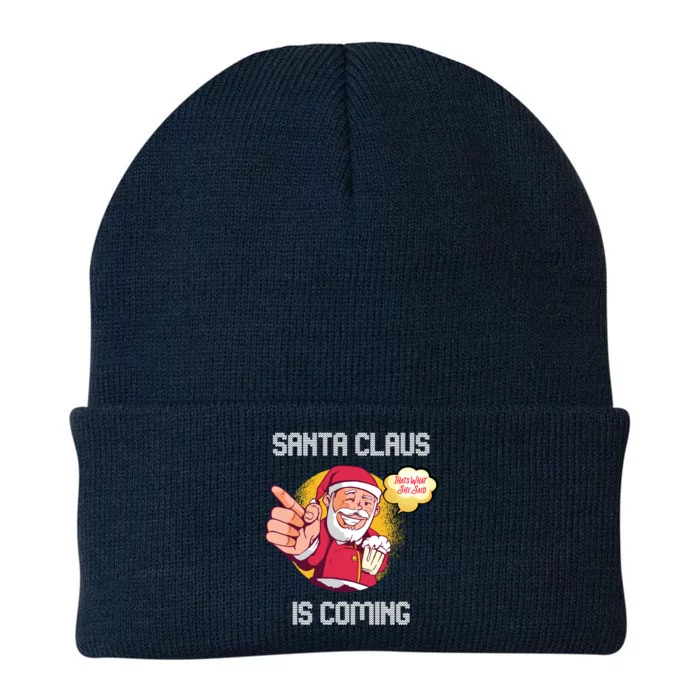 Hilarious Xmas Santa Claus Is Coming Ugly Christmas Gift Knit Cap Winter Beanie