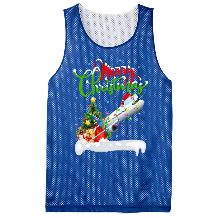 Holiday Xmas Tree Lighting Santa Hat Airplane Christmas Gift Mesh Reversible Basketball Jersey Tank