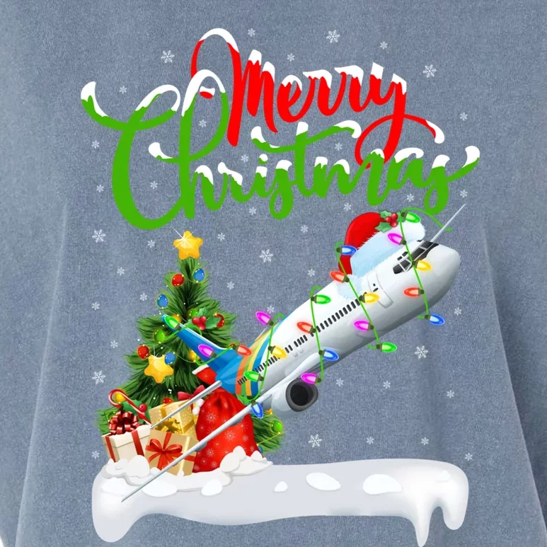 Holiday Xmas Tree Lighting Santa Hat Airplane Christmas Gift Garment-Dyed Women's Muscle Tee