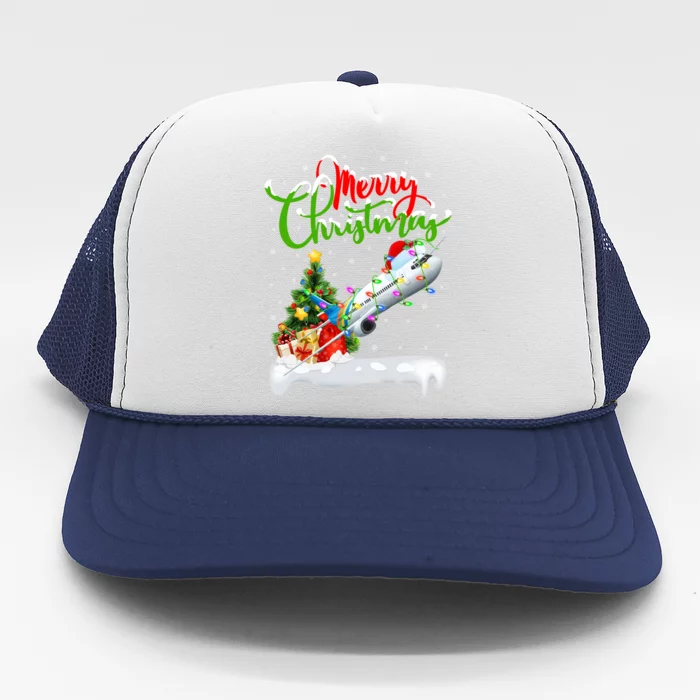 Holiday Xmas Tree Lighting Santa Hat Airplane Christmas Gift Trucker Hat