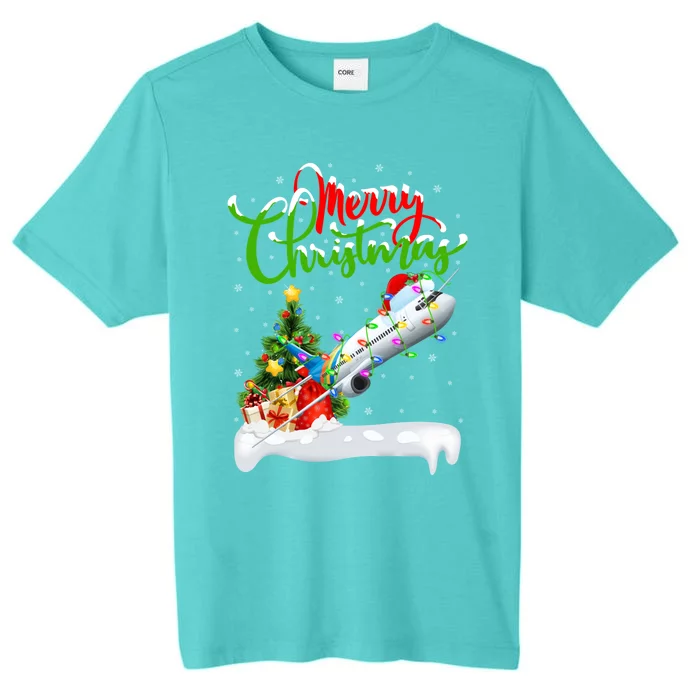 Holiday Xmas Tree Lighting Santa Hat Airplane Christmas Gift ChromaSoft Performance T-Shirt