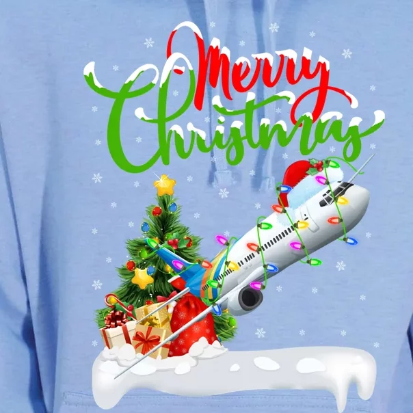 Holiday Xmas Tree Lighting Santa Hat Airplane Christmas Gift Unisex Surf Hoodie