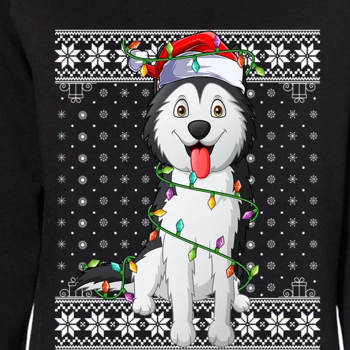 Husky Xmas Ugly Sweater Lighting Husky Dog Christmas Cute Gift Womens California Wash Sweatshirt