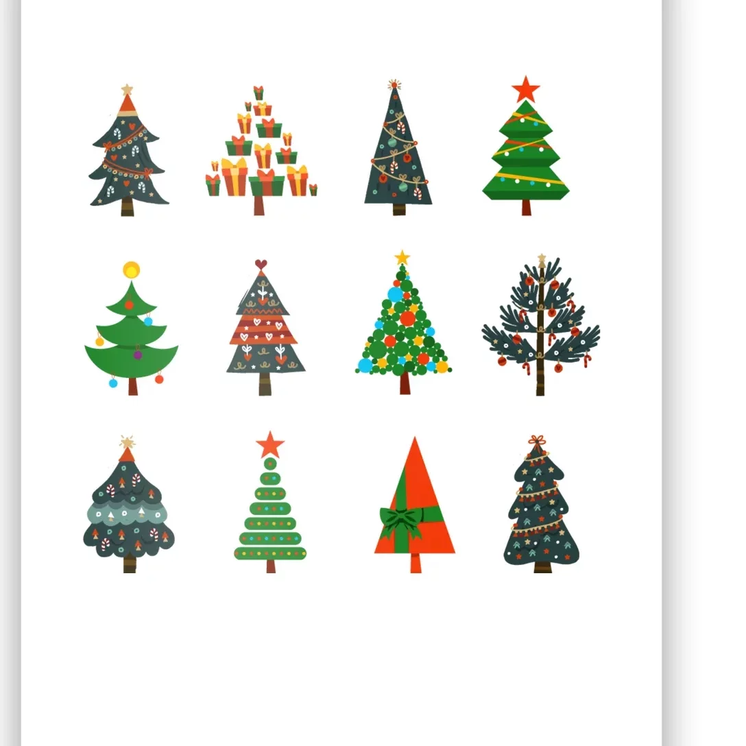 Happy Xmas With Coloured Xmas Trees Christmas Poster