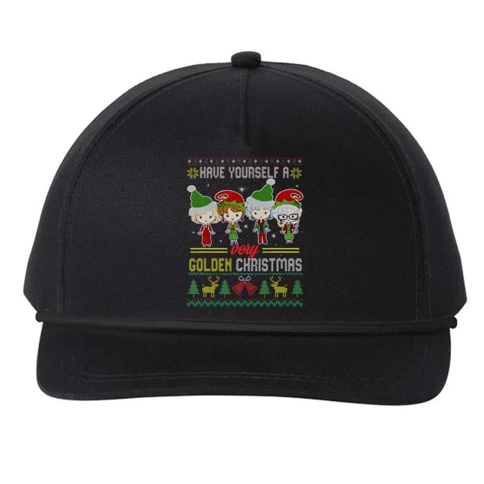 Have Yourself A Very Golden Christmas Xmas Pajamas Ugly Snapback Five-Panel Rope Hat