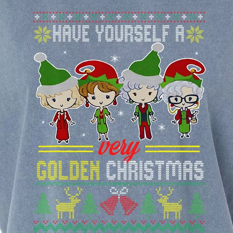 Have Yourself A Very Golden Christmas Xmas Pajamas Ugly Garment-Dyed Women's Muscle Tee