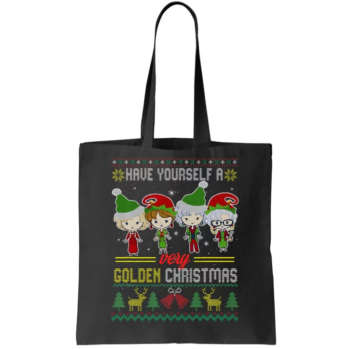 Have Yourself A Very Golden Christmas Xmas Pajamas Ugly Tote Bag