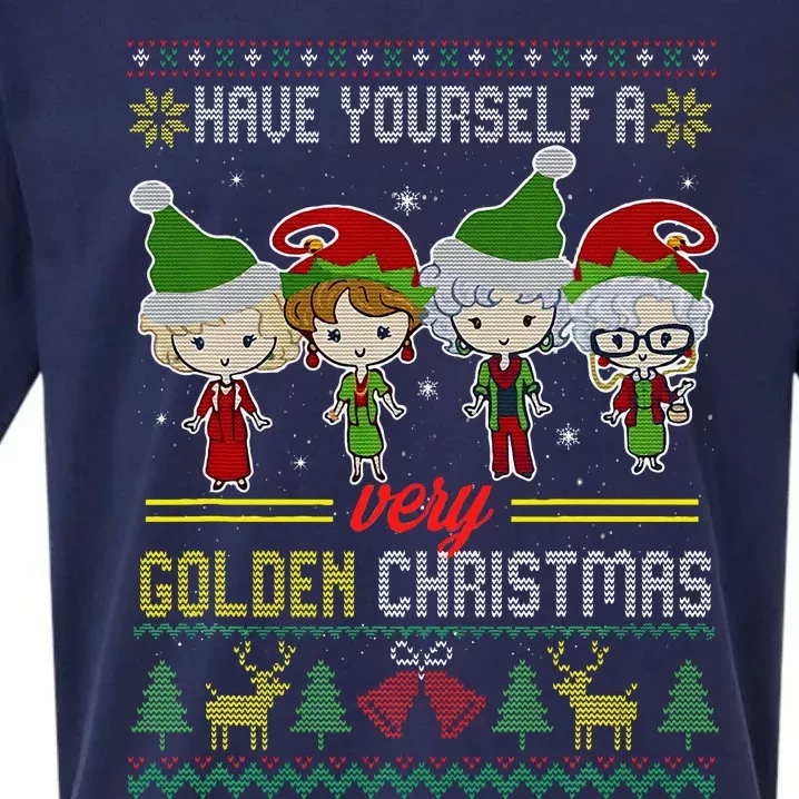 Have Yourself A Very Golden Christmas Xmas Pajamas Ugly Sueded Cloud Jersey T-Shirt