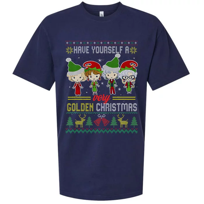 Have Yourself A Very Golden Christmas Xmas Pajamas Ugly Sueded Cloud Jersey T-Shirt