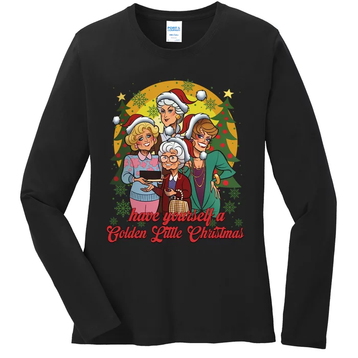 Have Yourself A Golden Little Christmas Happy Holiday Season Ladies Long Sleeve Shirt