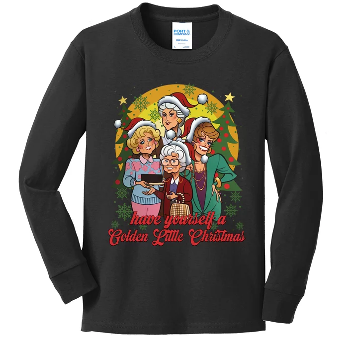 Have Yourself A Golden Little Christmas Happy Holiday Season Kids Long Sleeve Shirt