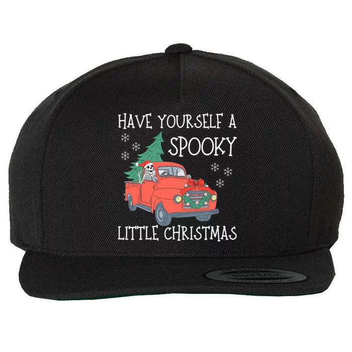 Have Yourself A Spooky Little Christmas Cute Skeleton Santa Wool Snapback Cap