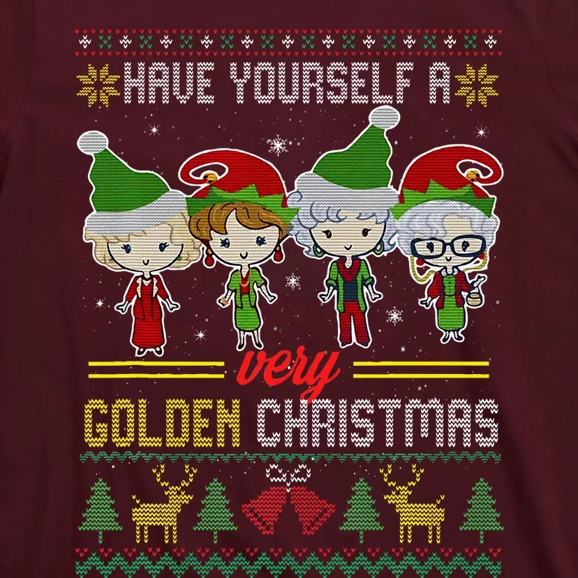 Have Yourself A Very Golden Christmas Xmas Pajamas Ugly T-Shirt