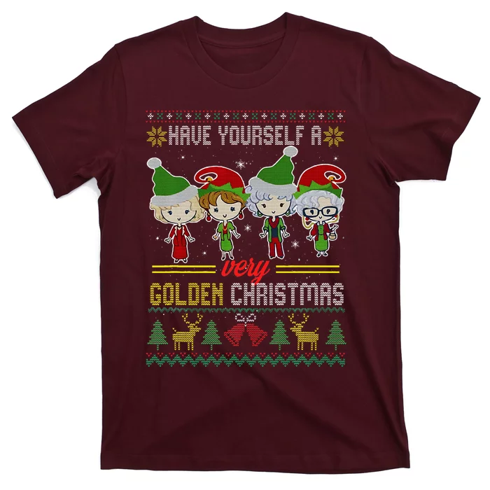 Have Yourself A Very Golden Christmas Xmas Pajamas Ugly T-Shirt