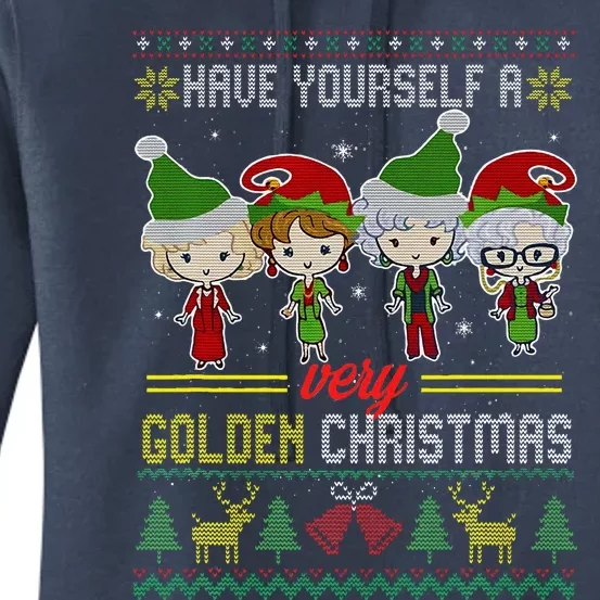 Have Yourself A Very Golden Christmas Xmas Pajamas Ugly Women's Pullover Hoodie